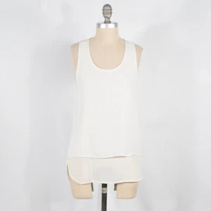 Blusa Tibi 4 Seda Blanca Marfil + Malla Cuello Cuchara En Capas Top Sin mangas - Imagen 1 de 7