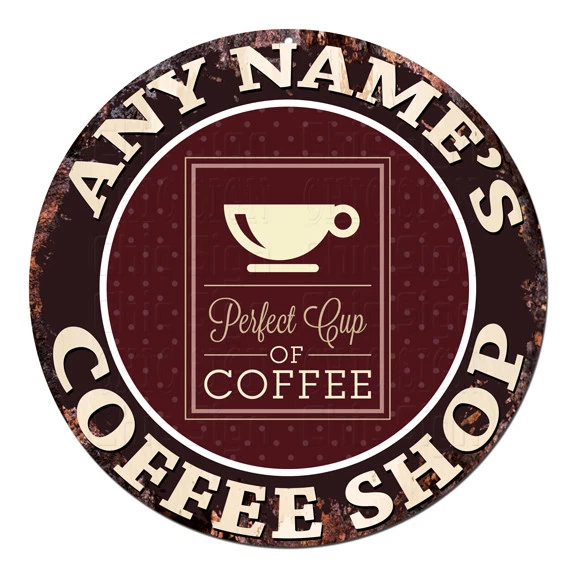 CP-0079 ANY NAME'S COFFEE SHOP Custom Personalized Chic Tin Sign Decor Gift idea - Image 1 of 1