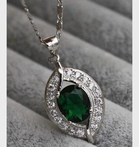 Damenanhänger funklender Damen Anhänger Weißgold 18K 750er Emerald+ Topas - Bild 1 von 2
