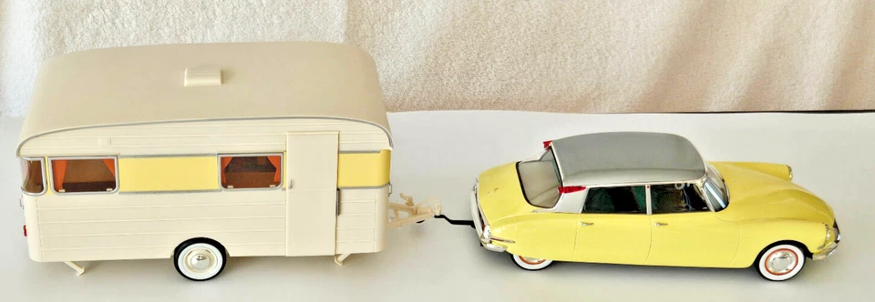 Norev CITROEN DS 19 1960 YELLOW & CARAVAN DIGUE PANORAMIC 1 18