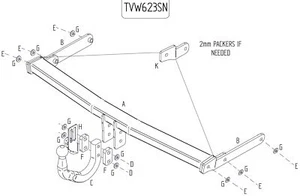Barra de remolque automotriz Towtrust cuello de cisne para Audi A3 hatchback 2003 a 2012 - Imagen 1 de 8