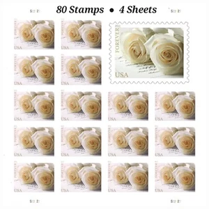 FOREVER STAMPS White Rose 4 SHEETS Of 20 Wedding Anniversary - Picture 1 of 5