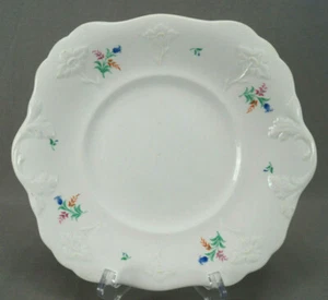 British Hand Enameled Blue Pink & Orange Floral Molded Bread & Butter Plate - Picture 1 of 12