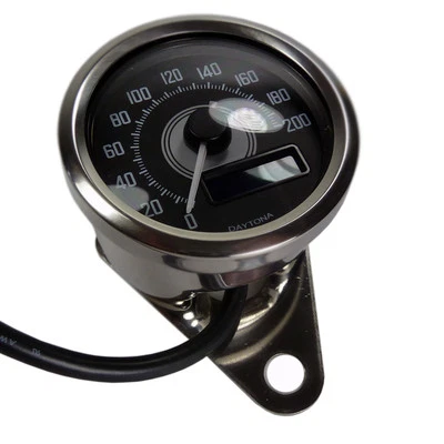 Motorrad digital Mini Tachometer Daytona bis 200 kmh E geprüft +Schrumpfschlauch - Bild 1 von 4