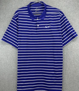 Nike Golf Dri-Fit Standard Fit lila weiß gestreift S/S Poloshirt Herren Größe XL - Bild 1 von 12