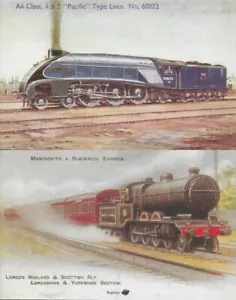 Postal ferroviaria LMS L&YR Manchester & Blackpool Express LNER A4 Mallard Loco - Imagen 1 de 3