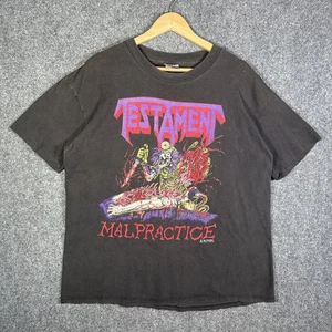 Vintage Testament Shirt XL Black 90s 1990 Malpractice Metal Band Rare Music USA - Picture 1 of 6
