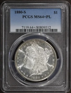 1880-S (MS64+ PL) Morgan Silver Dollar $1 PCGS - Lovely PL Surfaces - Picture 1 of 2