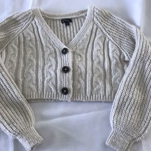 Art Class Girls' Beige ribbed/Knit Long Sleeve Crop Cardigan Size L(10-12) - Picture 1 of 5
