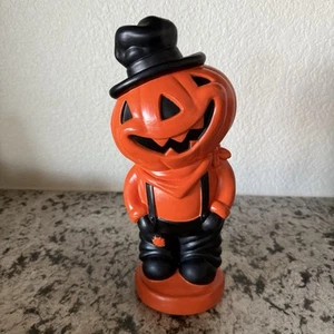 Halloween Blasform Kürbis Vogelscheuche Kunststoff Stil 14" groß schwarzer Hut schön - Bild 1 von 14