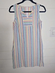 Talbots Damen ärmellos Leinenmischung Kleid Größe 4 P gestreift Reißverschluss hinten bunt - Bild 1 von 11