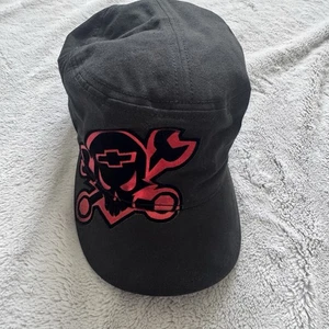 Seltene Chevy Mr. Crosswrench Militärstil Kappe schwarz Totenkopf Schraubenschlüssel Logo Kadettenmütze - Bild 1 von 9