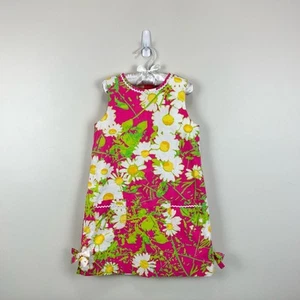 Lilly Pulitzer Girls Hotty Pink Full Sun Flower Shift Dress Size 6 - Picture 1 of 8