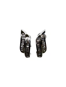 14K White Gold Approx. 1.00Ct Channel Set Bypass Diamond Earrings 5.9dwt - Picture 1 of 8