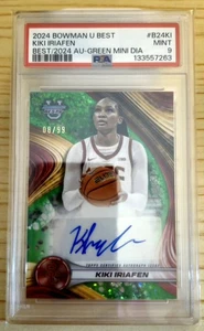 2024 BOWMAN U BEST KIKI IRIAFEN /99 BEST/2024 AUTO GREEN MINI POP 1 PSA 9 - Picture 1 of 2