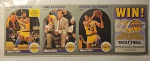 Tarjeta de baloncesto de la NBA Taco Bell 1991 paneles sin cortar paneles sin abrir Los Angeles Lakers - Imagen 1 de 2