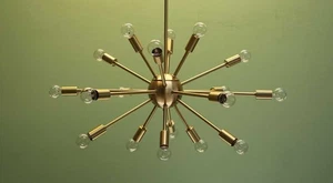 18 Lights Mid-Century Sputnik Chandelier Light Fixture Brass Finish Chandelier - Picture 1 of 3