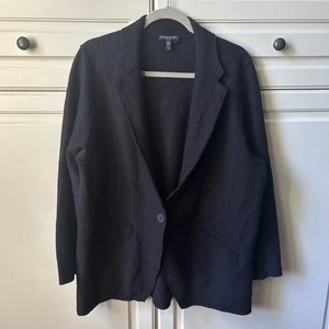 Suéter de punto Eileen Fisher para mujer negro chaqueta de lana tejida con un botón talla 1X - Imagen 1 de 10