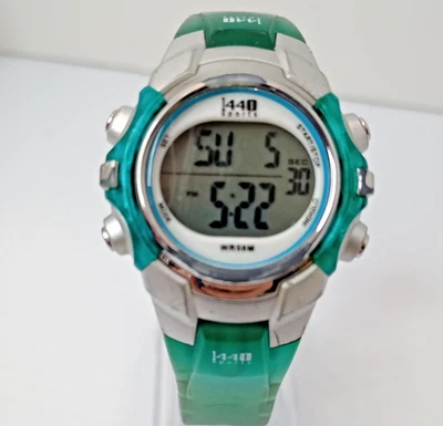 Reloj Digital Deportivo Timex 1440 T5K460 Verde Plata WR50M Batería Nueva Funciona Foto 1 de 4