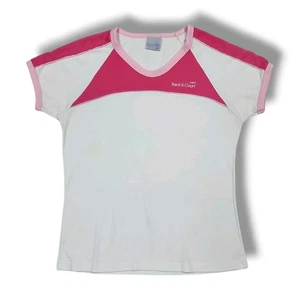 Vintage Track & Court White/Pink Tennis T-Shirt Women's M - Picture 1 of 11