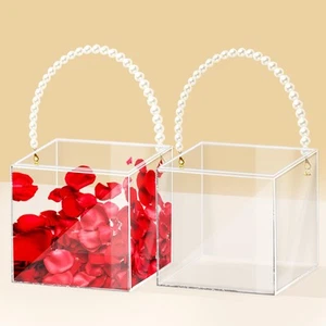 2Pcs Flower Girl Basket set of 2 Plastic Wedding Basket Petals Basket with Pe... - Picture 1 of 6