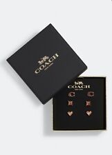 Coach Signature And Pave Heart Stud Earrings Set C7789