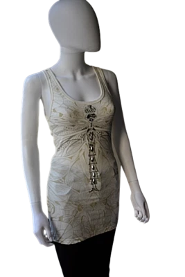 Faith Connexion Womens Beaded Cross & Dragonfly Tank Mini Dress Medium - Image 1 of 4