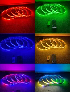 Quad Row LED Wheel Lights 17.5" for Trucks Rainbow Color Chasing Multi Functions - Picture 1 of 24