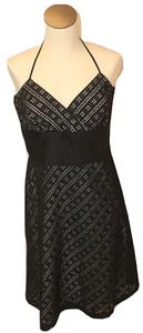 Black eyelet Sz: 12 White House Black Market eyelet dress over white halter alin - Picture 1 of 5