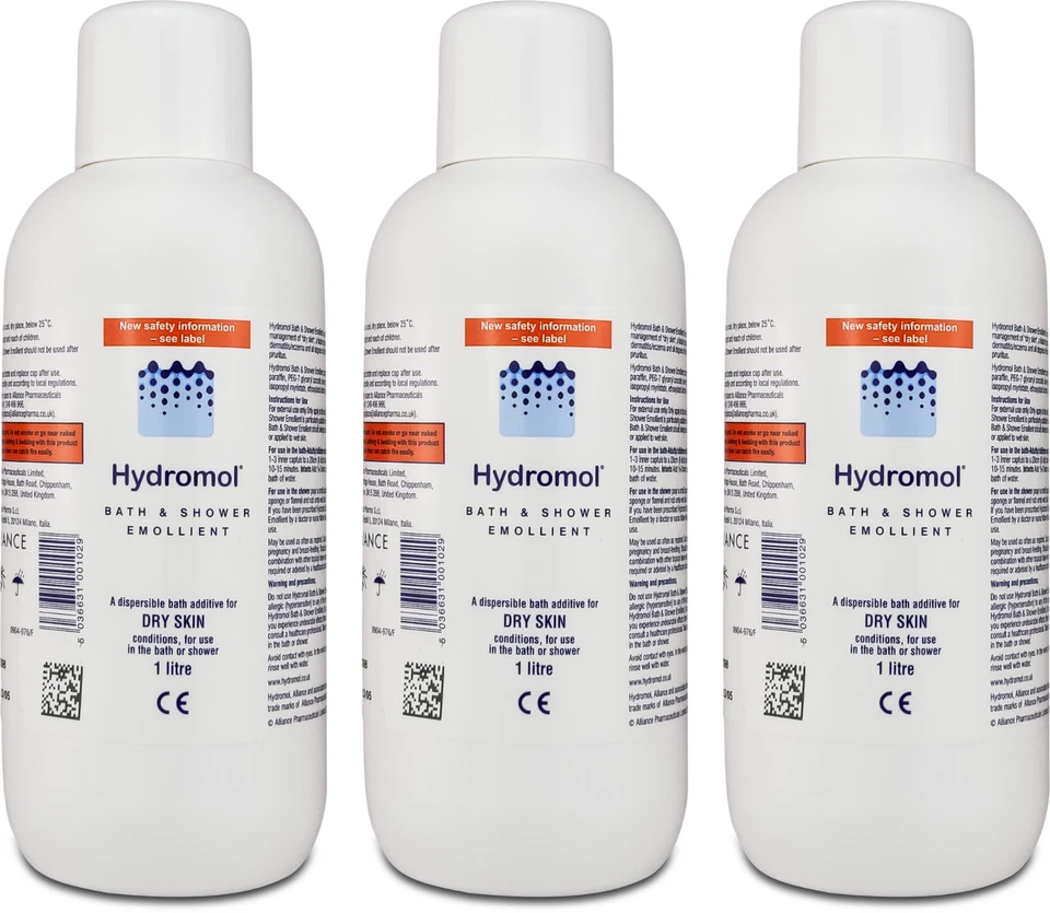 Hydromol Bath & Shower Emollient 1000ml | Eczema Relief | Dry Skin Treatment X 3