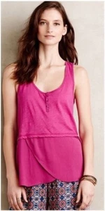 Little Yellow Button Signe Henley Tank Size Small Magenta Pink Anthropologie - Picture 1 of 11