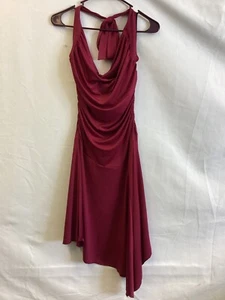 Charlotte Russe Womens Burgundy Halter Tie Stretch Midi Length Dress sz M - Picture 1 of 9