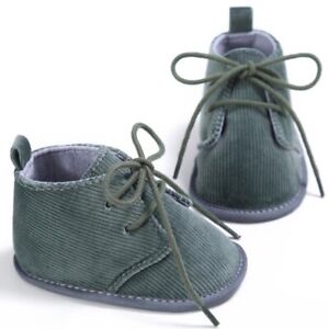 Newborn Baby Boy Girl Non-slip Pram Shoes Soft Lace up Lightweight Slippers
