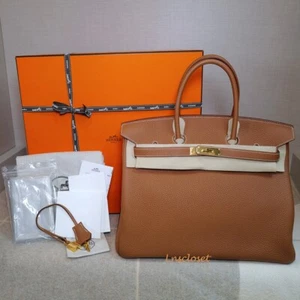 AUTHENTIC HERMES BIRKIN 35cm BAG HANDBAG GOLD TOGO GHW (TAN CAMEL) NEVER CARRIED - Picture 1 of 12