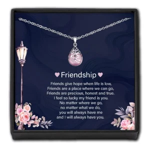 Friendship Pink Moonstone Necklace Jewellery My Bestie Best Friends Gift Box UK - Picture 1 of 9
