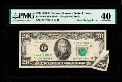 1988-A $20 Butterfly Fold Error PMG EF 40 - Image 1 of 2