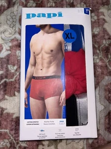NEW MEN'S "PAPI COTTON STRETCH BOXER BRIEFS 3 PACK UNDERWEAR" XL OPEN BOX - Picture 1 of 4
