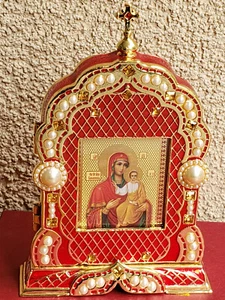 Stunning ''F-Stile Co.'' Guilloche Trinket Box in Shape of Chapel Decorated with - Picture 1 of 21