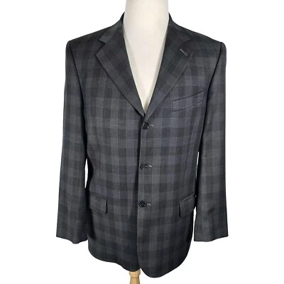 Zanetti Made In Italy  Mens 40R Gray Check  100% Wool  Sport Coat  S58 - Image 1 of 4