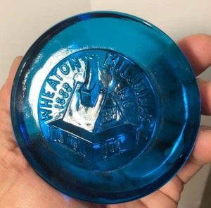 Wheaton Glass Bottle Works Blue Art Glass Paperweight Millville N.J. - Picture 1 of 2
