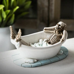 Skeleton in Bathtub Skull Figurine Statue Skeleton Halloween - Imagen 1 de 5