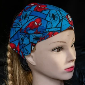 Spiderman Marvel Superhero Handmade Elasticated Hair Head band Chemo Wear - Picture 1 of 2