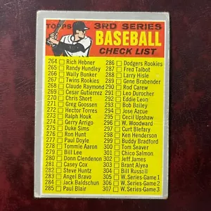 1970 Topps Set Baseball 3. Serie Checkliste brauner Schläger #244b UNMARKIERT - sehr guter Zustand - Bild 1 von 2