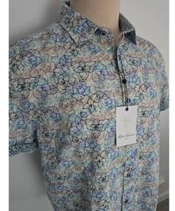 ROBERT GRAHAM Blue Beige White Abstract Floral Linen Size XL BRAND NEW w/ Tags - Picture 1 of 5