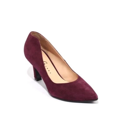 Gibellieri 70c Burgundy Suede Leather Pointy Classic Heel Pumps 41 / US 11 - Image 1 of 4