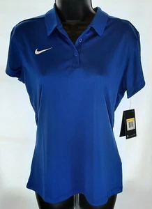 Women's Nike Dri Fit Football Polo Blue Small New With Tags - Picture 1 of 3