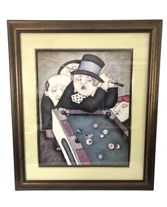 STEVEN LAMB Framed Art Print-Large 33”x28 “GOLF...?” Billiards/Pool Bar Man Cave - Picture 1 of 24