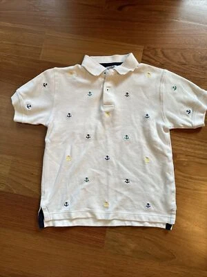 Polo Kitestrings Niños Blanco Bordado Anclas Manga Corta Talla 7 Usado en Excelente Condición Foto 1 de 4