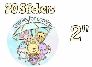 20 ct  Winnie Pooh 2" Sticker Label for Bag Treat Box Birthday Party Favor - Picture 1 of 1