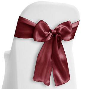 10 Satin Wedding Chair Cover Bow - Sashes - Ribbon Tie Back Sash - Many Colors